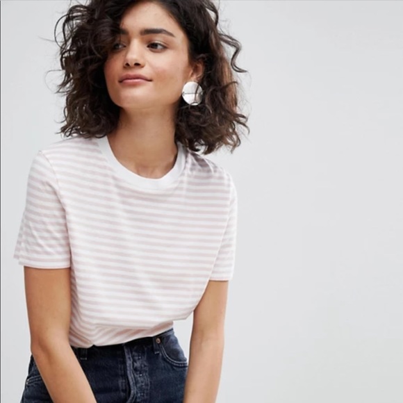 Cotton striped tee - pink & white - Picture 1 of 5